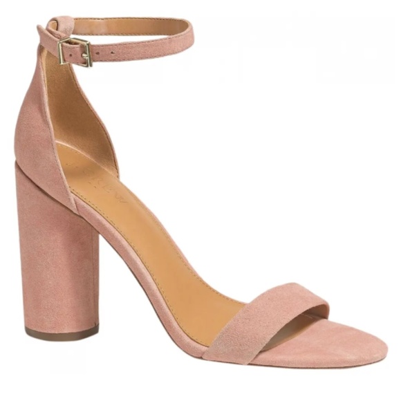 Crew Suede Round Block Heel Sandals, in Faded Guava (blush